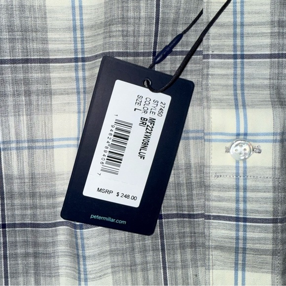 Peter Millar Crown Crafted Axe Winter Soft Twill Shirt British Grey Men’s Large - Picture 9 of 15